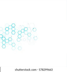 Abstract Hexagonal structures in technology and science style.