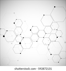 Abstract hexagonal structures in technology and science style.