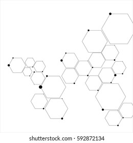Abstract hexagonal structures in technology and science style.