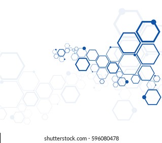 Abstrakte hexagonale Strukturen in Technik und Wissenschaftsstil.