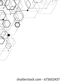 Abstract hexagonal structures in technology and science style.