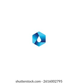 Abstract Hexagonal Water Drop Logo with white background. 
