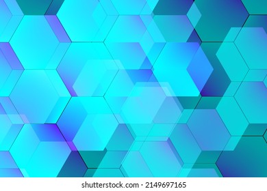 abstract hexagoncontrast effect on ocean blue and gradient violet scale theme background can be use for technology presentation poster template packaging food and beverage label vector eps.