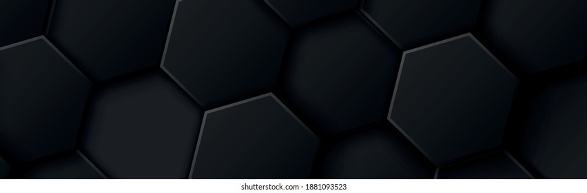 Abstrakte Hexagons schwarz auf schwarz-grauem Hintergrund - Vektorgrafik