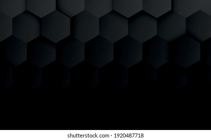 Abstract hexagons black on a black and gray background - illustration