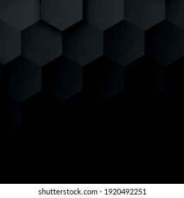 Hexágonos abstractos negros sobre fondo negro y gris - ilustración