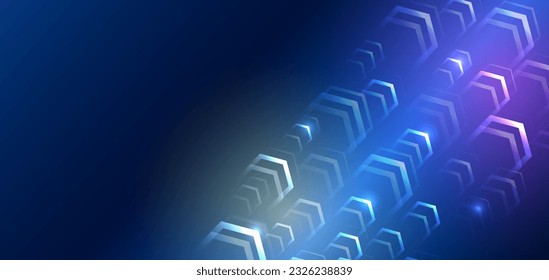 Abstract hexagons on the blue background. Hi-tech digital technology and engineering concept. Digital template with polygons for medical and science banners or presentations.