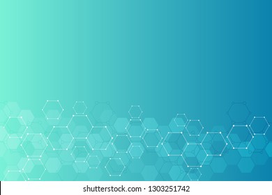 Abstract Hexagons Pattern For Medical Or Scientific And Technological Modern Design. Abstract Texture Background With Molecular Structures And Chemical Engineering