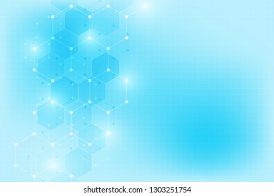 Abstract hexagons pattern for medical or scientific and technological modern design. Abstract texture background with molecular structures and chemical engineering