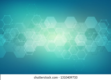 Abstract hexagons pattern for medical or scientific and technological modern design. Abstract texture background with molecular structures and chemical engineering