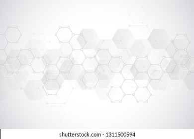 Abstract hexagons pattern for medical or scientific and technological modern design. Abstract texture background with molecular structures and chemical engineering