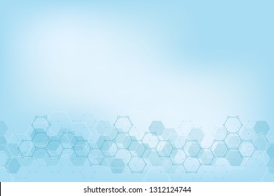 Patrón de hexágonos abstractos para el diseño médico o científico y tecnológico moderno. Fondo de textura abstracta con estructuras moleculares e ingeniería química