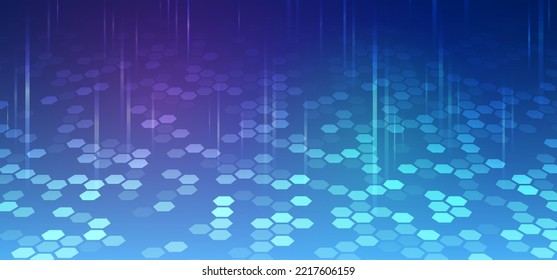 Abstrakte Hexagons Wissenschaft auf blauem Hintergrund. High-Tech-Konzept für digitale Technologie und Ingenieurwesen. Wide Sci fi-Vorlage mit Polygone.