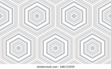 Abstract hexagons seamless pattern. Vector geometric pattern of many shapes. Forms from layers.