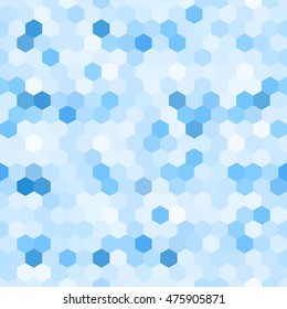 Abstract hexagons vector background. Blue geometric background. Hexagons mosaic. Vector seamless pattern.