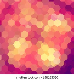 Abstract hexagons vector background. Colorful geometric vector illustration. Creative design template. Yellow, orange, pink colors.