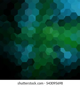 Abstract hexagons vector background. Dark green geometric vector illustration. Creative design template. 