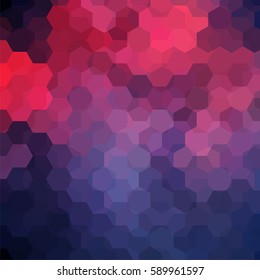 Abstract hexagons vector background. Geometric vector illustration. Creative design template. Pink, blue, violet colors. 