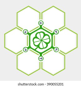 Abstract hexagons for your text and cloverleaf