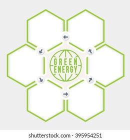 Abstract hexagons for your text and green energy symbol