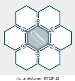 Abstract hexagons for your text and paper clip