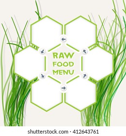 Abstract hexagons for your text and raw food menu headline