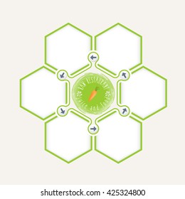 Abstract hexagons for your text and raw restaurant icon