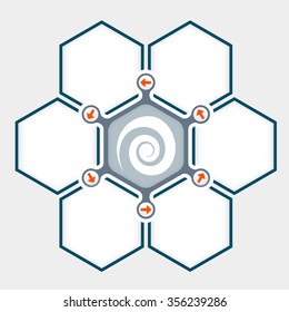 Abstract hexagons for your text and spiral