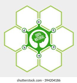 Abstract hexagons for your text and tree symbol