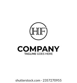 Abstract HF letter simple style logo design vector template