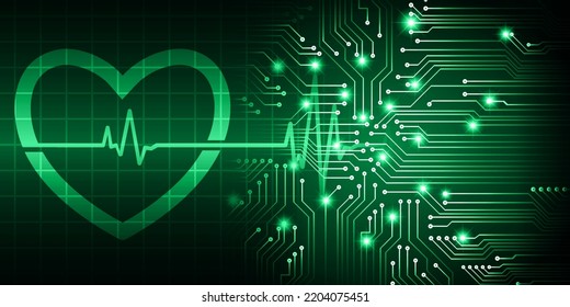 Abstract Hi Speed Internet Technology Background Illustration. Pulse Heart. EKG. Electrocardiogram