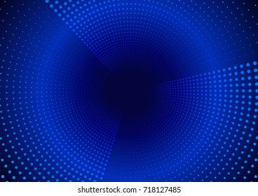 Abstract Hi Tech Blue Background of Radial Halftone Dots. Futuristic Vector Illustration. 