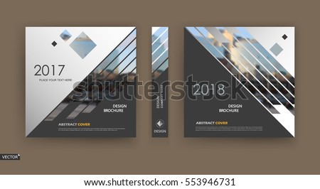 Abstract hi tech blurb. White, black brochure cover design. Fancy info banner frame. Ad flyer text font. Title sheet model. Modern vector front page. Creative urban city texture. Rhombus figures icon