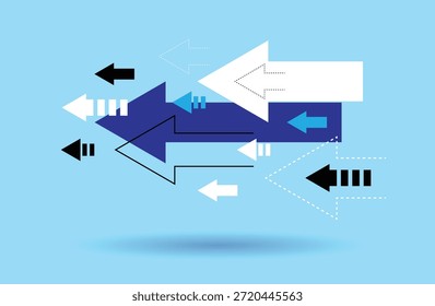 Resumo Hi Tech Business Arrows Diferentes formas em azul. Elementos de design gráfico e arte vetorial de recursos