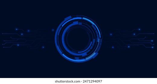 Abstract hi tech circle HUD and circuit digital technology background.Digital communication innovation and technology concepts.Vector illustration.