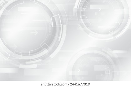 Abstract hi tech communication for presentation or banner. Sci-fi gray background with various technology elements. Science concept, circles with shadows and lines. 