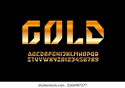 Abstract hi tech gold techno alphabet golden font, for your future space design, vector illustration 10EPS