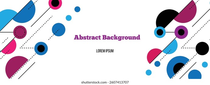 Abstract Hi Tech Line Art Colorful Figures Background Banner. Graphic design elements and resources vector art