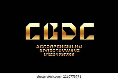 Abstract hi tech techno alphabet golden font, for your future space design logo or brand name or game, vector illustration 10EPS