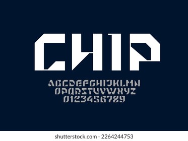 Resumen del tipo de letra del alfabeto tecnológico de alta tecnología, para el futuro logotipo de diseño de espacio o nombre de marca o juego, ilustración vectorial 10EPS