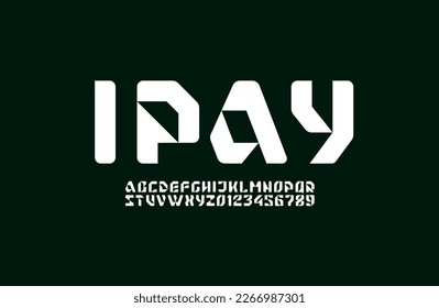 Abstract hi tech techno alphabet font, trendy modern letters and numbers, vector illustration 10EPS