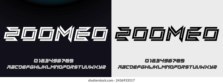 Abstract hi tech techno alphabet font, for your future digital design logo or brand name or game, letters and numbers, vector illustration 10EPS