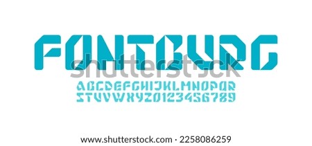 Abstract hi tech techno alphabet font, for your future digital design logo or brand name or game, letters and numbers, vector illustration 10EPS