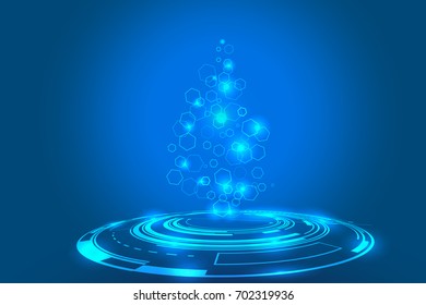 Abstract Hi Technology Blue Circle Innovation With Hexagon Geometric Vector Background