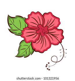 Abstract hibiscus flower on white background. Vector illustration