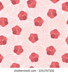 Abstract Hibiscus flower seamless repeat pattern. vector illustration