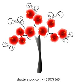 Abstract hibiscus tree.