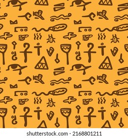 abstract hieroglyphs in ancient Egyptian style seamless vector pattern