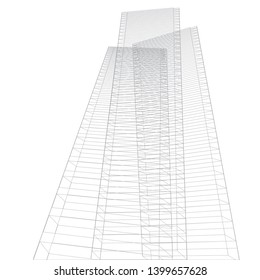 Abstract high buildings. Architectural drawing 3d