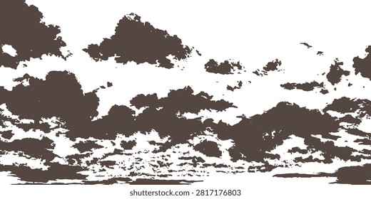 Abstract high contrast clouds and sky graphic rough silhouette grunge nature background vector illustration.